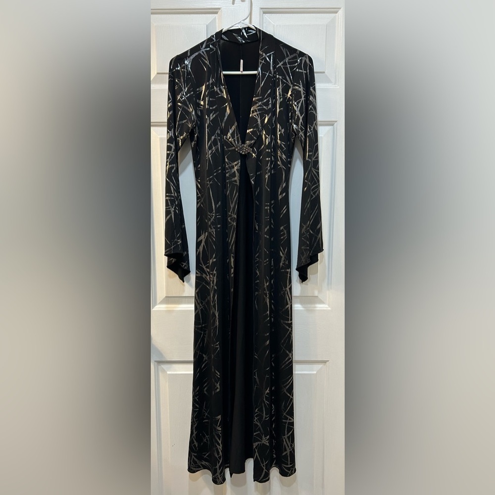 Hotline‎ Maxi Metallic Cape Cardigan Size L Witchy Vampire Gothic Metallic Fairy